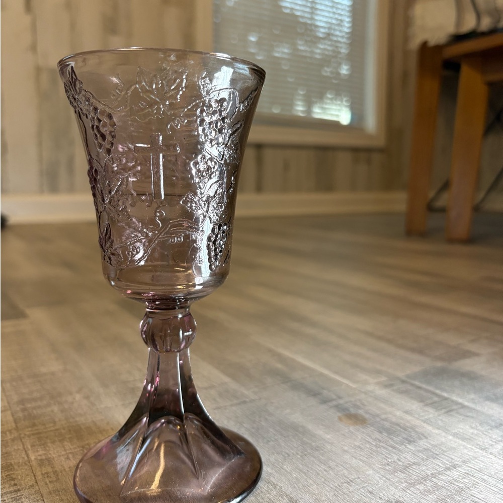 Indiana Glass Company Last Super Purple Wine Goblet 7 Inches Height